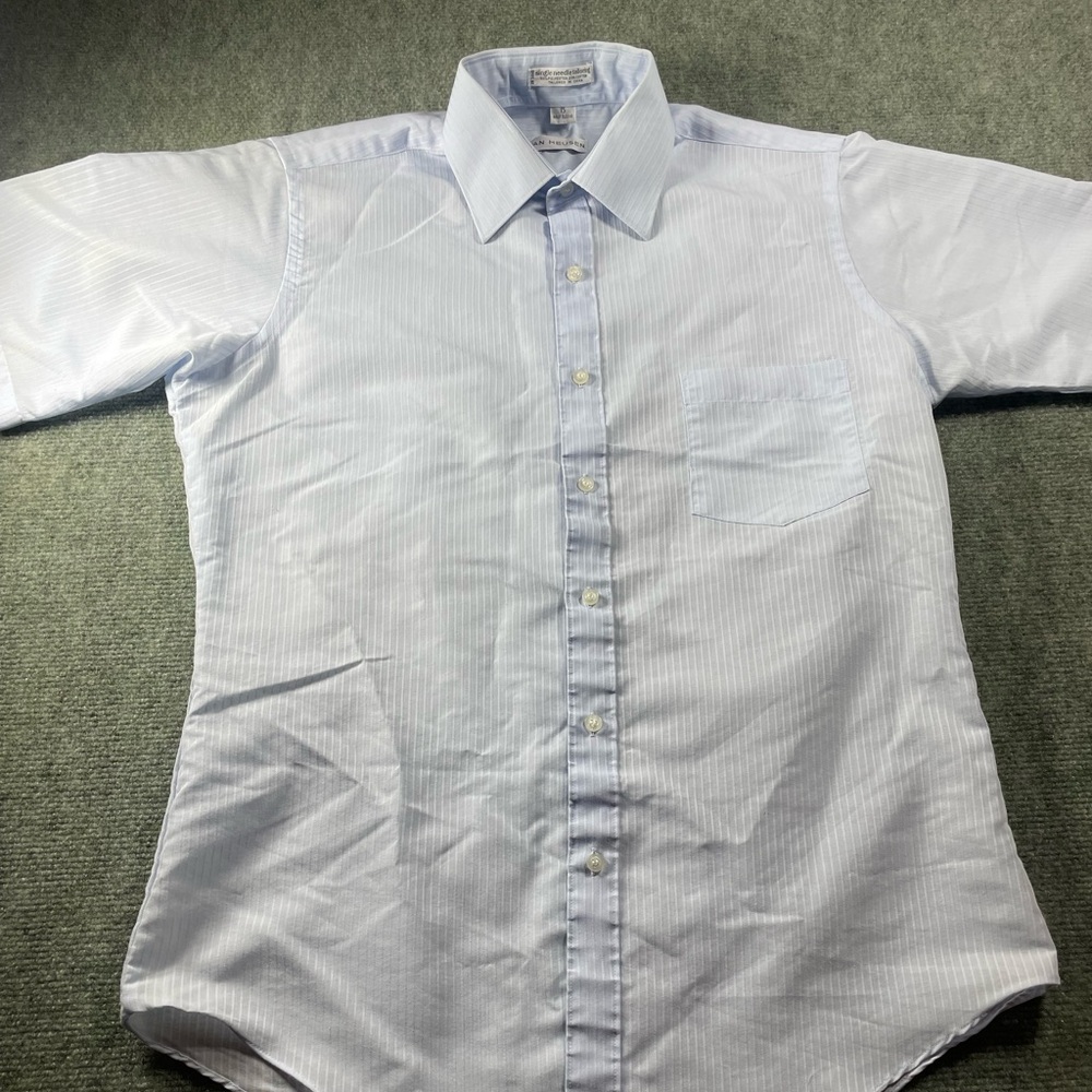 Van Heusen Light Blue Pinstripe Short-Sleeve Dress Shirt